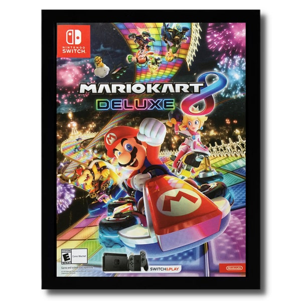 2017 Mario Kart 8 Deluxe Framed Print Ad/Poster Nintendo Switch Authentic Art