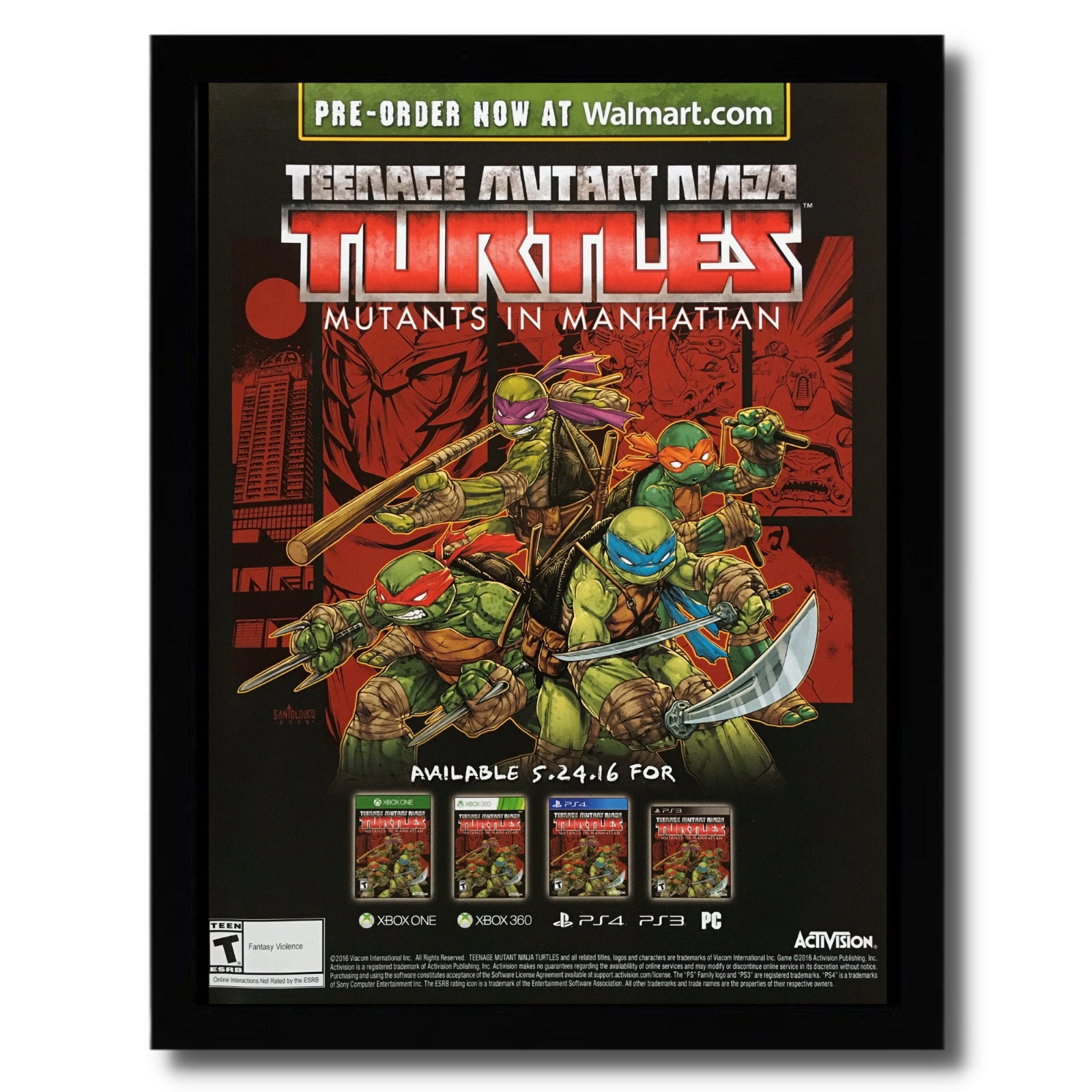 2016 TMNT: Mutants in Manhattan Framed Print Ad/poster Ninja