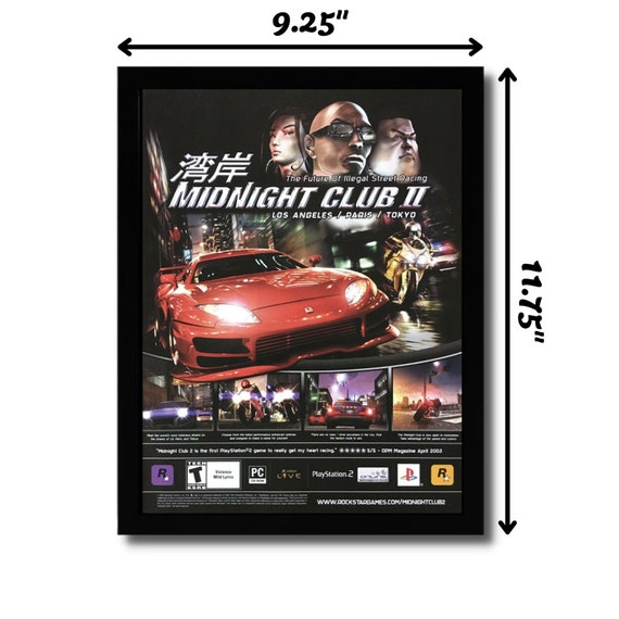 Midnight Club II 2 Framed Print Ad/poster Official Vintage PS2