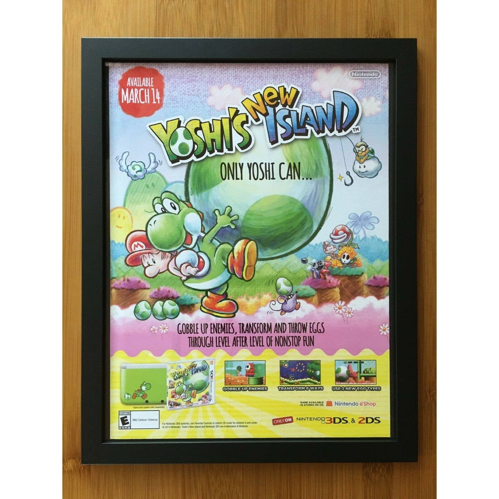 Yoshi's New Island Framed Print Ad/poster Official Nintendo 3DS