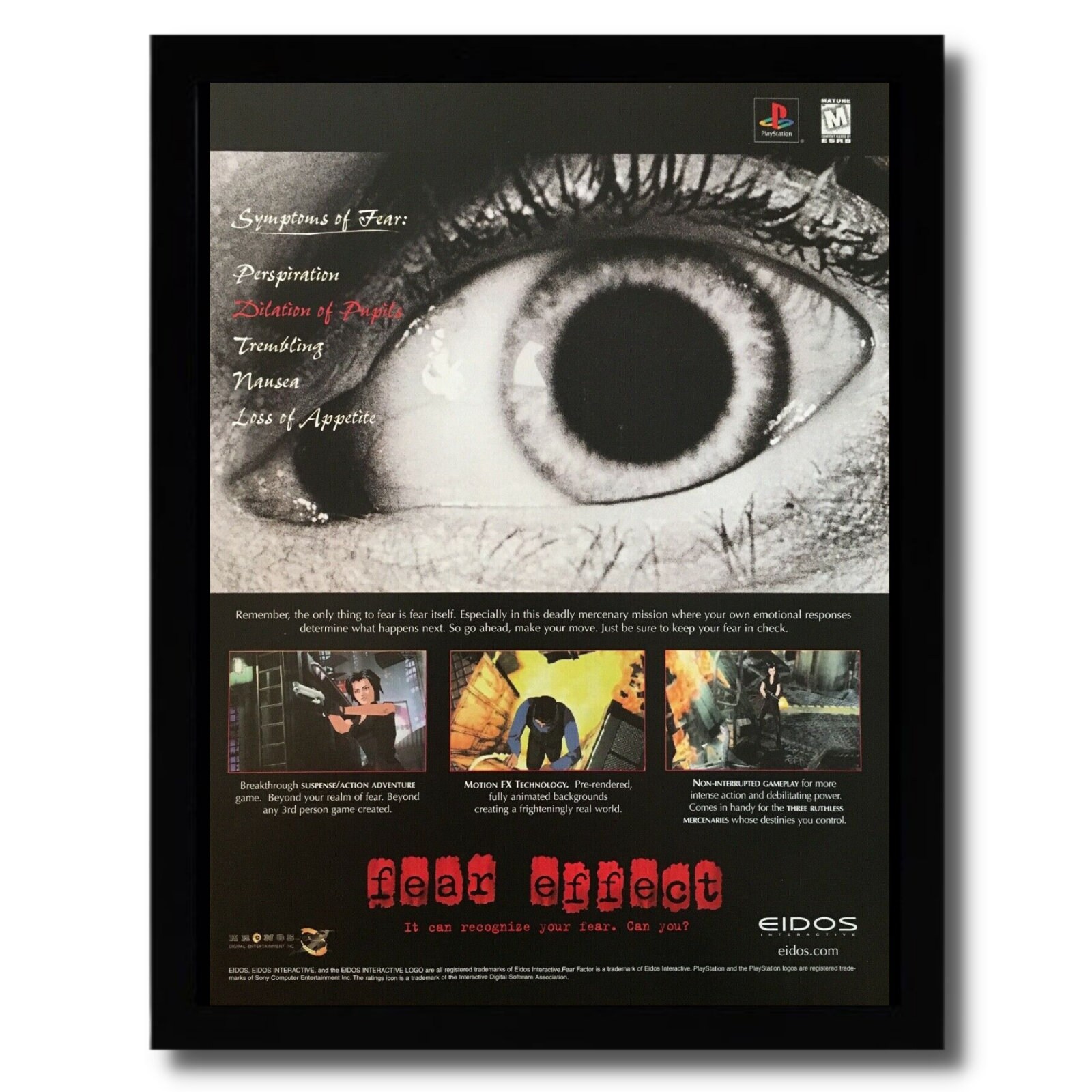 PS FEDA2(ポスター) 2000 Fear Effect Framed Print Ad/poster Original Authentic PS1