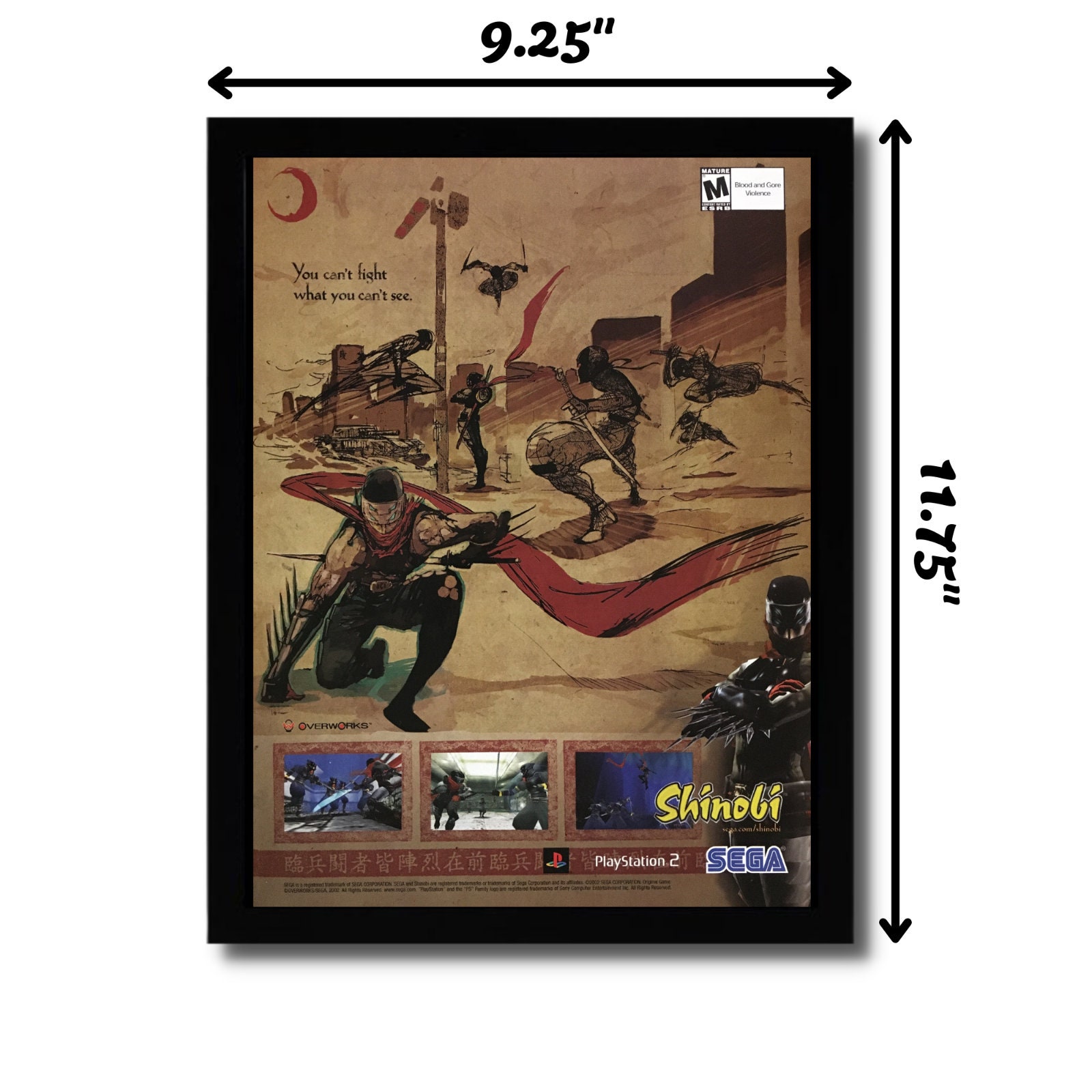 2002 Shinobi Framed Print Ad/poster Official Original PS2 Video