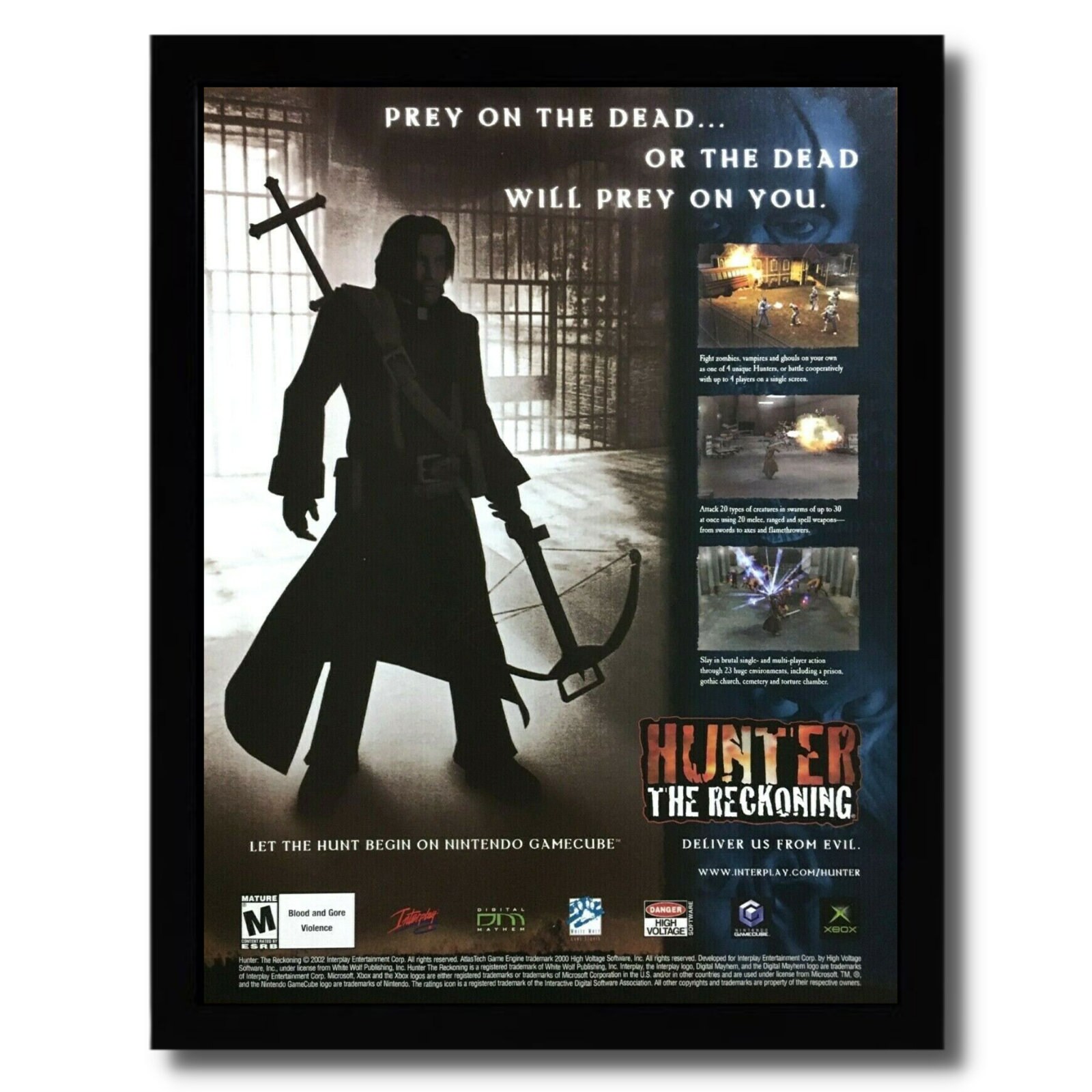 2002 Hunter the Reckoning Framed Print Ad/poster Official Original