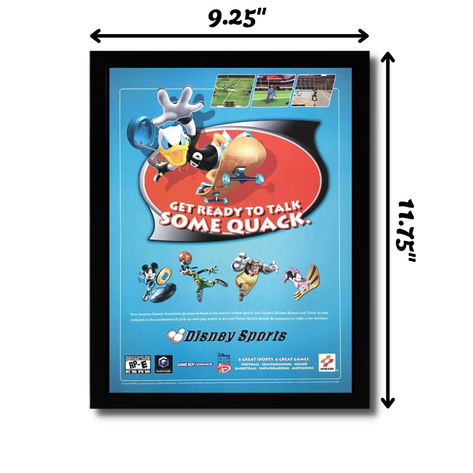 ディズニーポスター　ドナルドダック 2002 ディズニー スポーツ 額入りプリント広告/ポスター 公式ゲーム
