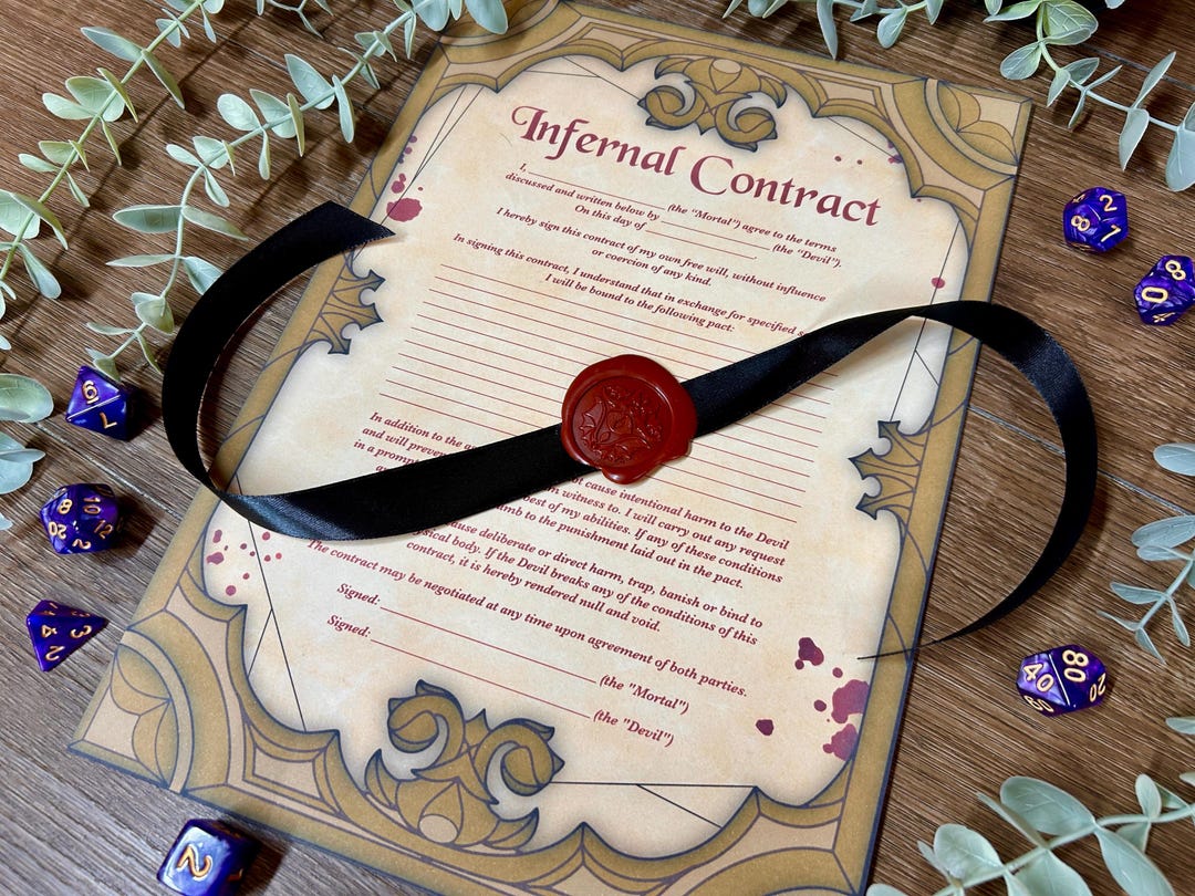D&D Infernal Contract | Devil Pact | Dnd Prop | TTRPG Handout - Etsy