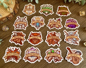 DnD Class Stickers | D&D Stickers | Glossy Stickers | Vinyl Stickers | Glitter Stickers