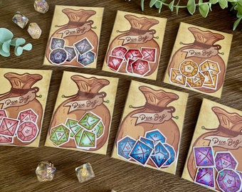 Juego de dados holográficos con pegatinas de vinilo impermeables, inspirados en DnD y fantasía, para portátil y botella de agua.