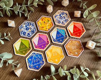 D20 Dice Sticker | Fantasy Loot | DnD Fantasy Journal, Laptop & Water Bottle Vinyl Decal