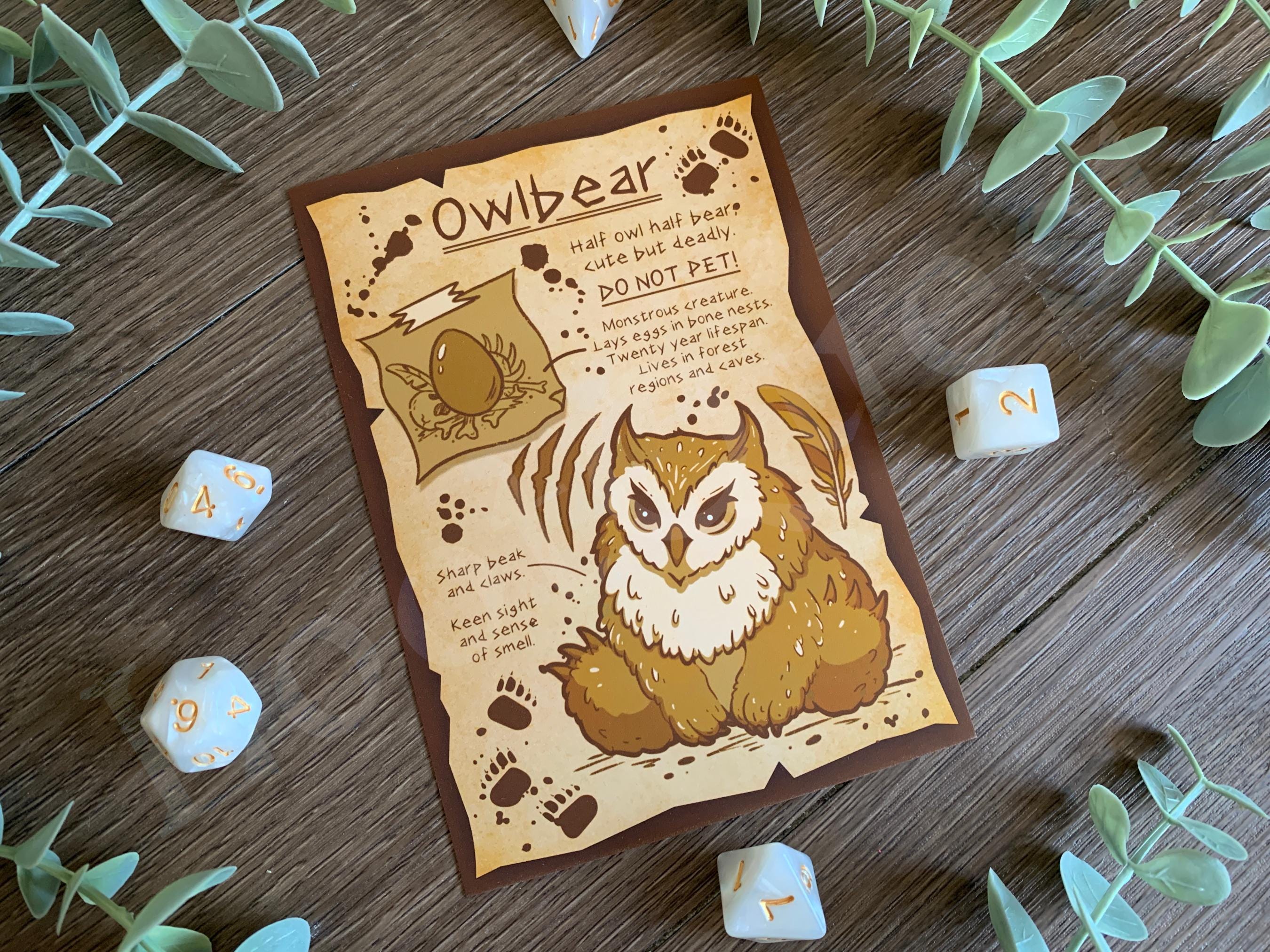 A5 Owlbear art print | Dungeons & Dragons | DnD Art | TTRPG
