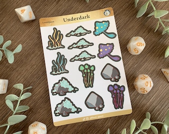DnD Sticker Sheet | Underdark | Journal Stickers | Dungeons and Dragons Stickers