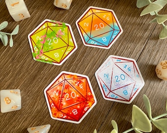 D20 Dice Sticker | Seasons | DnD Fantasy Journal, Laptop & Water Bottle Vinyl Decal