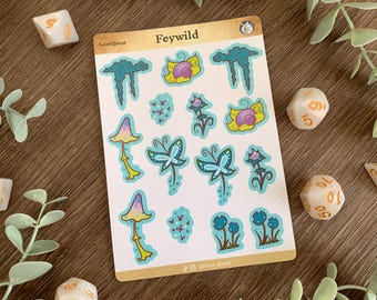 DnD Sticker Sheet | Feywild | Journal Stickers | Dungeons and Dragons Stickers