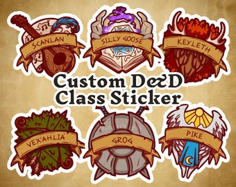 Pegatinas personalizadas de clase DnD / Vinilo para diario, portátil y botella de agua de fantasía TTRPG