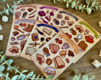 DnD Equipment Sticker Sheet | Dungeons and Dragons Journal Stickers | TTRPG