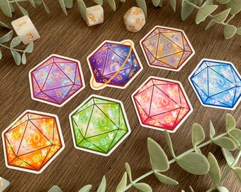 D20 Dice Sticker | Fairy Shimmer | DnD Fantasy Journal, Laptop & Water Bottle Vinyl Decal