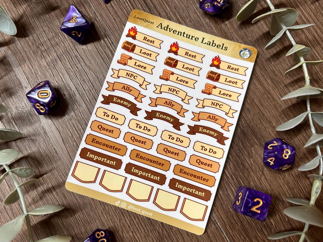 Dnd Sticker Sheet | Adventure Labels | Journal Stickers | Dungeons and ...