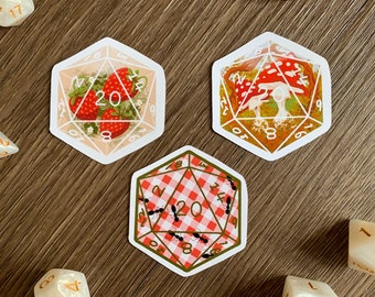 D20 Sticker - Cottagecore - DnD & Fantasy Inspired