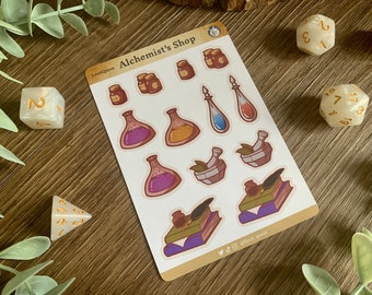 DnD Sticker Sheet | Alchemist Shop | Journal Stickers | Dungeons and Dragons Stickers