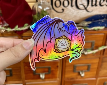 Holographic Dragon Sticker | Dnd Waterproof Vinyl Sticker | Dungeons and Dragons | Fantasy Gift
