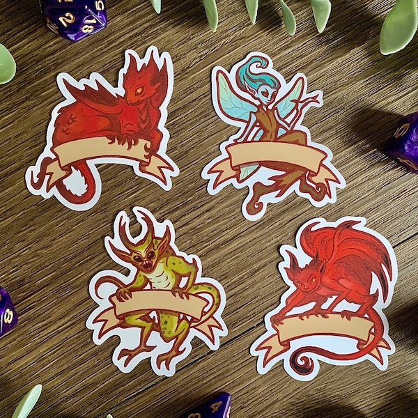 DnD Warlock Familiar Stickers | Glossy Stickers