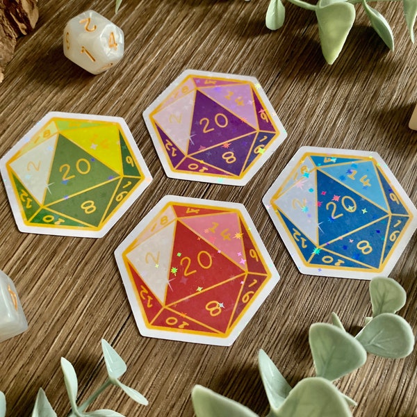 D20 Waterproof Vinyl Sticker - Gemstone - DnD & Fantasy Inspired | Laptop Sticker | Water Bottle Sticker