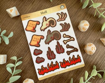 DnD Sticker Sheet | Hell | Journal Stickers | Dungeons and Dragons Stickers