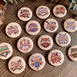 DnD Class Button Badges - DnD/RPG Fantasy Inspired Pin Badges