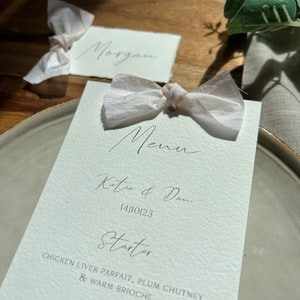 Ribbon Menu, Personalised Name Tags, Wedding Menu, Menu Cards, Menu ...