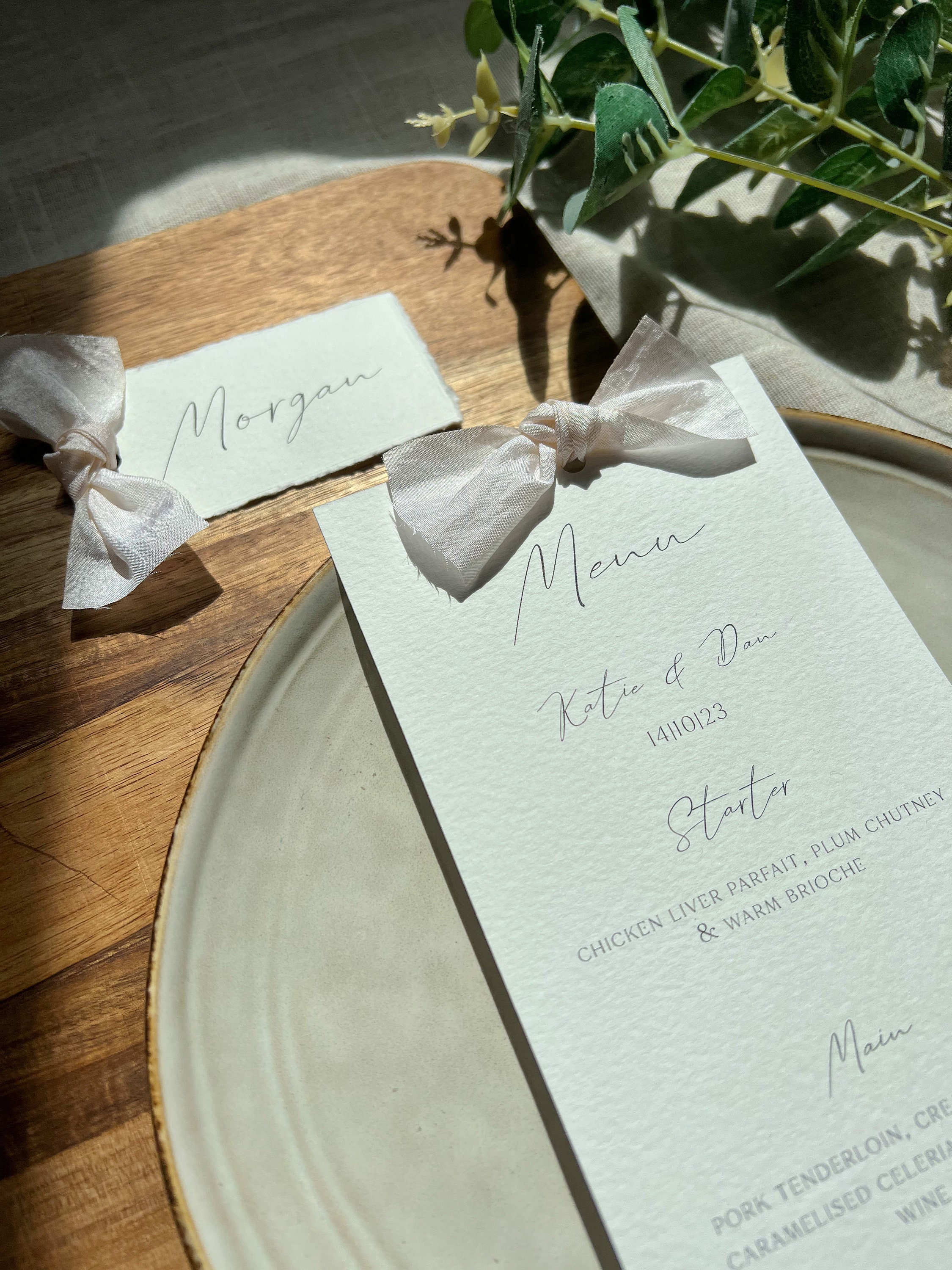 Ribbon Menu, Personalised Name Tags, Wedding Menu, Menu Cards, Menu ...