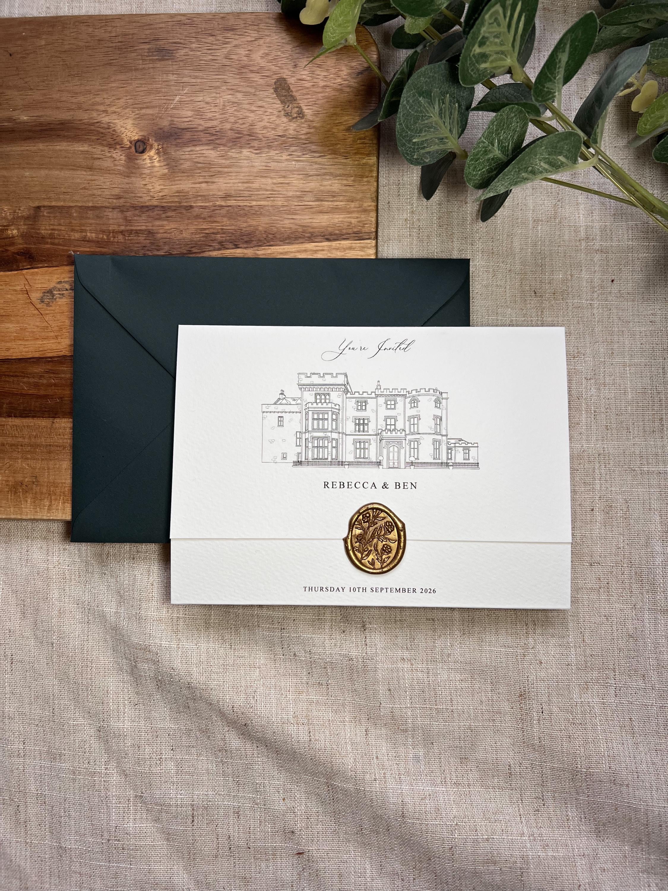 Sample Folded 5x7 Wedding Invite, Venue Wedding Invitation, Venue