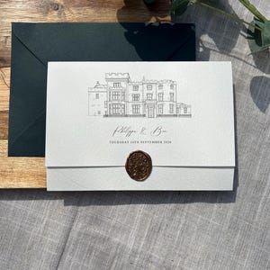Folded 5x7 Wedding Invite, Venue Wedding Invitation, Venue Wedding Invitation, Venue Portrait, Tri-fold Wedding Invite, Wax Seal Invitations