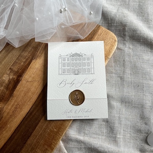 Menus de mariage pliés avec sceau de cire - Cartes de menu pour une réception de mariage élégante, style calligraphie