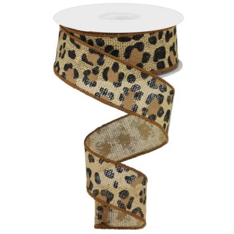 Leopard Ribbon Animal Print Ribbon Leopard Burlap Ribbon Etsy