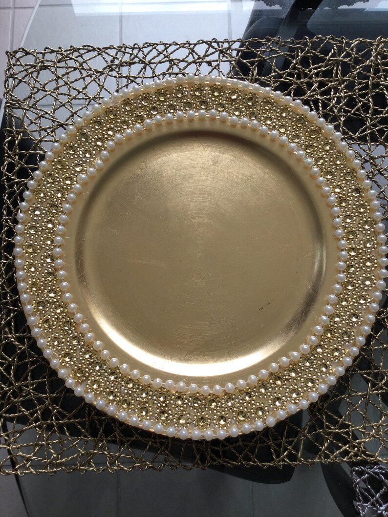 Bling & Pearl Designer Plate Chargers Etsy