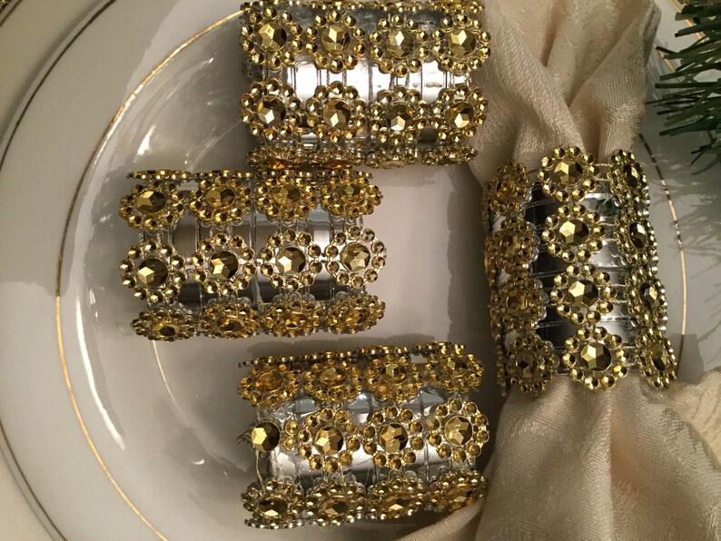Set of Gold Bling Napkin Rings Etsy