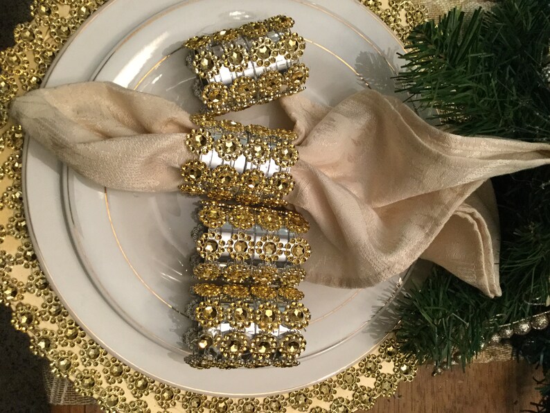 Set of Gold Bling Napkin Rings Etsy