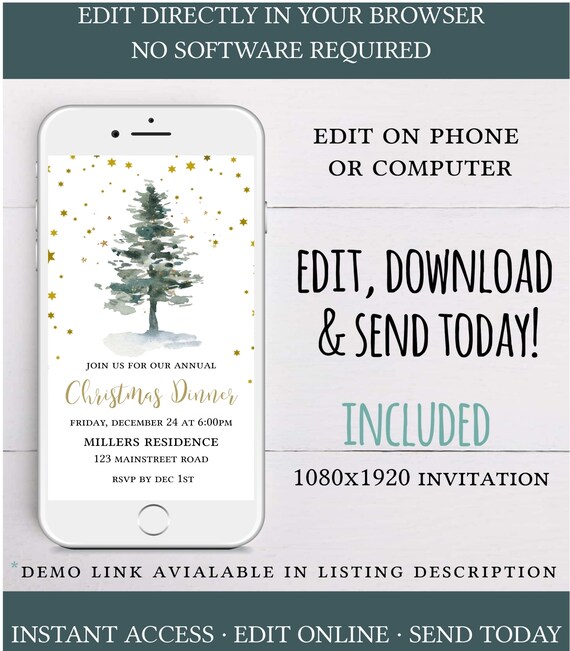 Iphone Einladung Vorlage Digitale Weihnachtsfeier Einladung Etsy