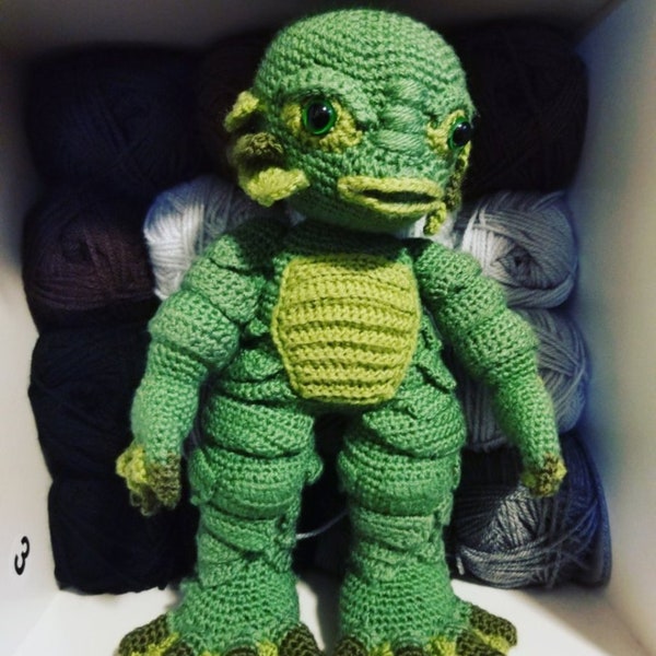 Swamp Monster, Creature of the Black Lagoon crochet pattern, classic monster crochet, Creature of black lagoon crochet pattern