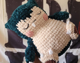 Pre-Order Crochet Sleeping Snorlax Plush, Soft Velvet Yarn