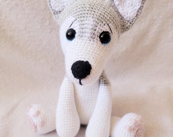 Ready to ship: Husky puppy toy, crochet husky, husky portrait, pet portrait, dog portrait, dog plushie, husky toy, red husky