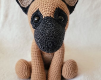 Custom Order: Belgian Malinois puppy toy, crochet malinois, malinois portrait, pet portrait, dog portrait, dog plushie, malinois toy
