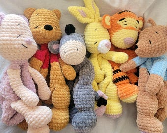 Winnie the Pooh Snuggler, crochet pooh bear, snuggler, pooh bear snuggler, bear snuggler, baby shower gift, toddler, nursery decor, baby toy