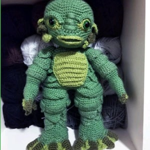 Swamp Monster, Creature of the Black Lagoon crochet pattern, classic monster crochet, Creature of black lagoon crochet pattern