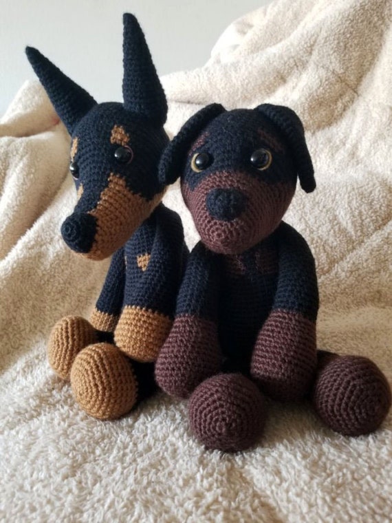 Amigurumi Crochet Dog Pattern PDF. Zeus the Doberman. Puppy 