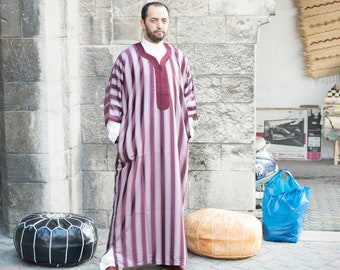Linen Moroccan Kaftan Gandoura: Mens Wedding Djellaba