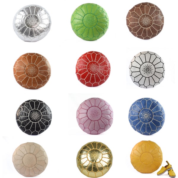 Pouf marocain, pouf en cuir, pouf en cuir, pouf au sol marocain, cadeau de pendaison de crémaillère familiale