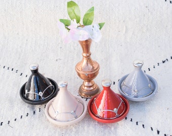Moroccan Ceramic Spice Jars: Mini Tagine Kitchen Decor