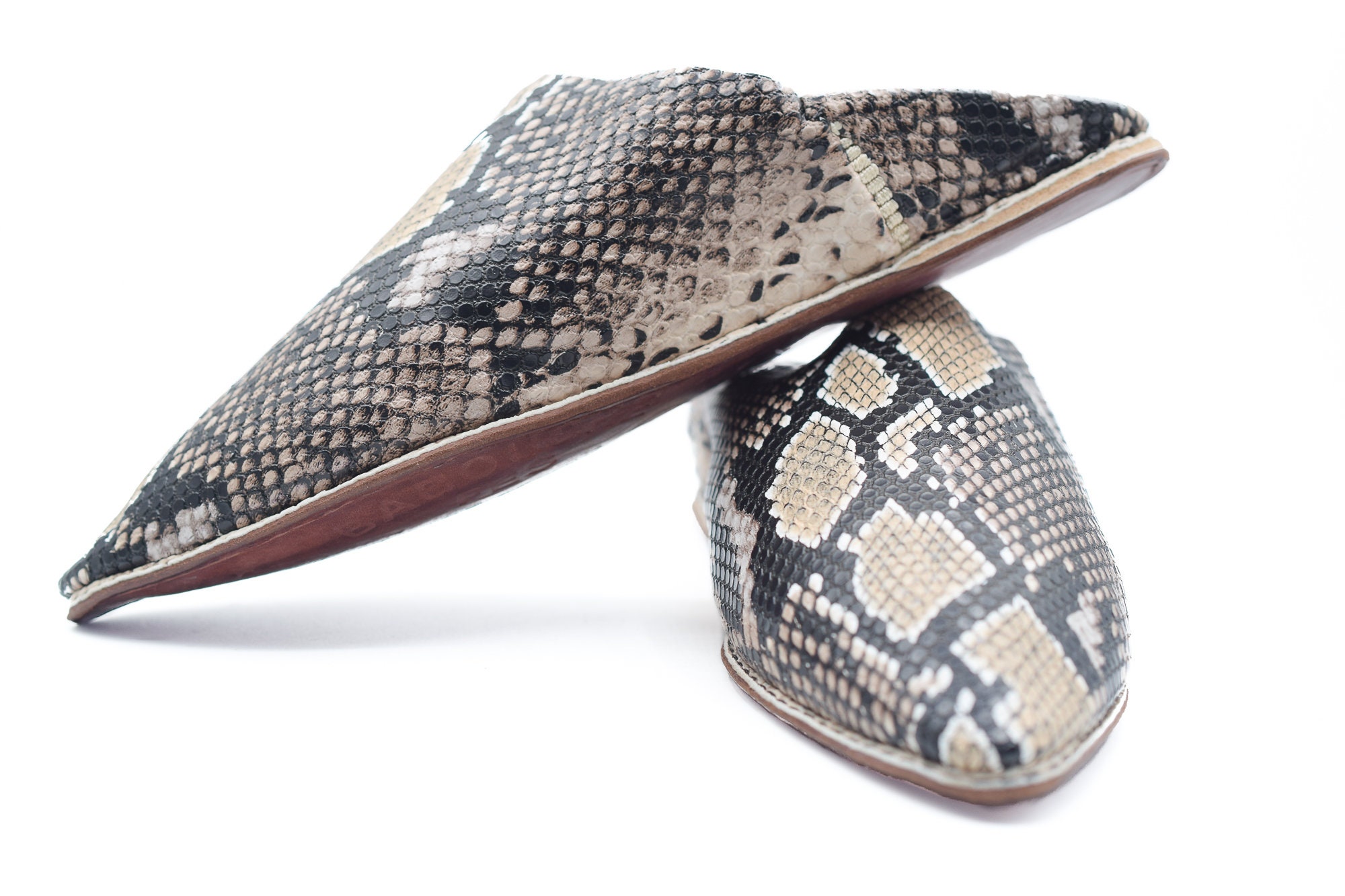 Python Skin Slippers Moroccan Snake Skin Slippers for Men: Python Leather Babouches - Etsy