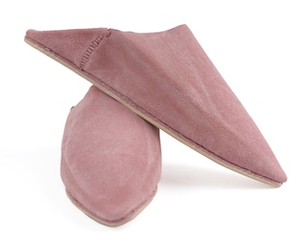 Suede Moroccan Babouche Slippers: Handmade Leather Lined Moccasins