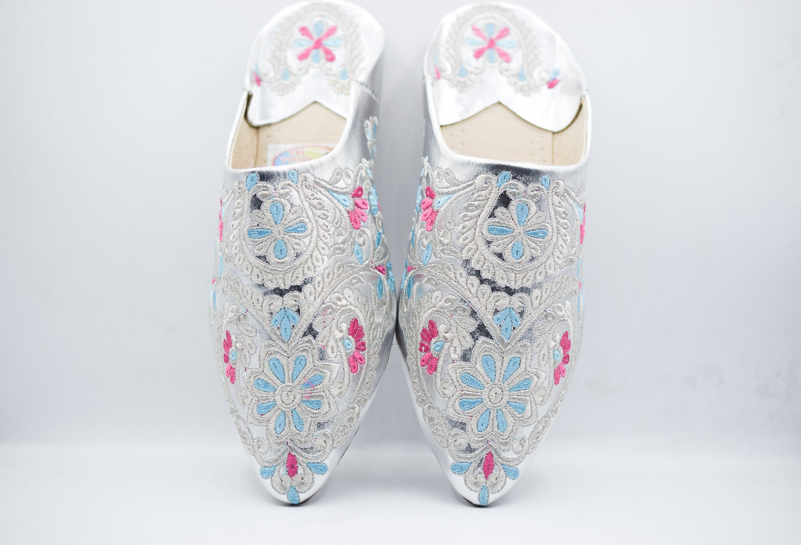 Gold Hand-Embroidered Leather Babouche Slippers — view 6